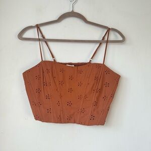 Jason Wu Brown Eyelet Crop Top L NWT
